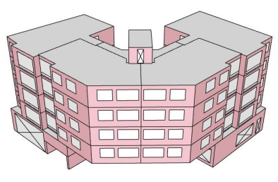 représentation 3d immeuble avant haut