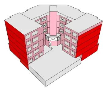 représentation 3d arrière immeuble